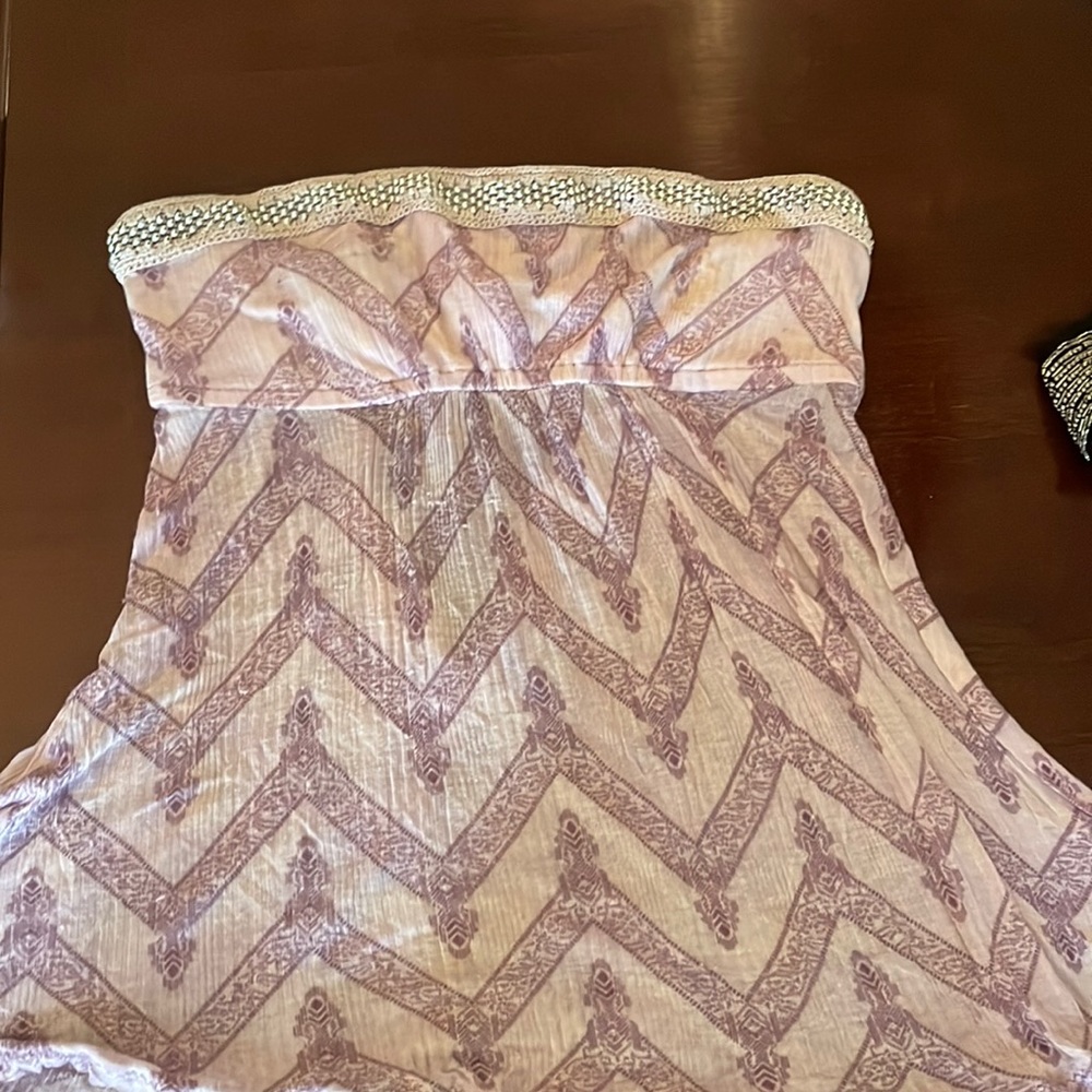 Vintage free people light purple print tube top with beaded details.